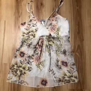 White Floral Tank Top